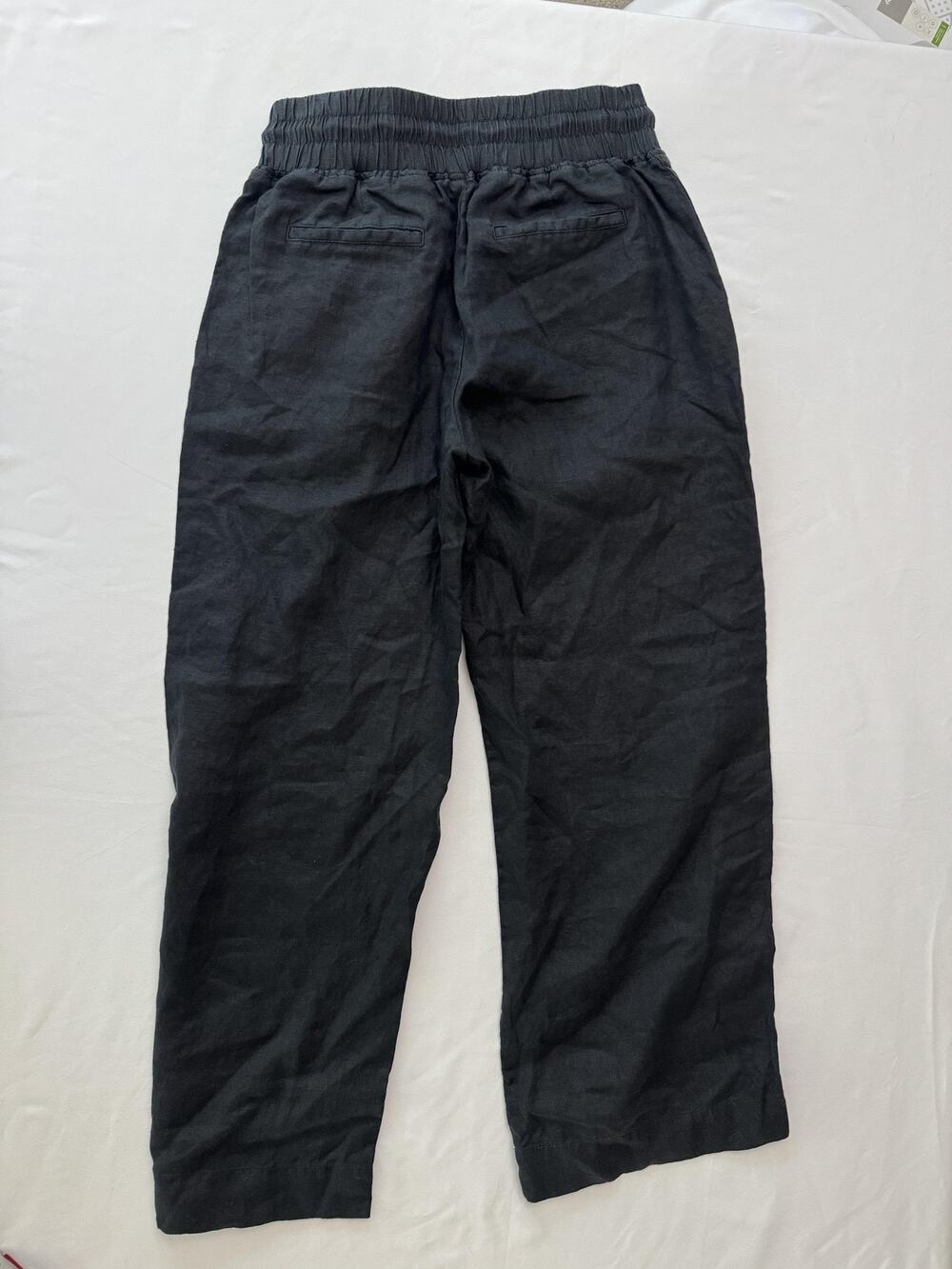 Quince 100% European Linen Wide Leg Pants / Black / Small